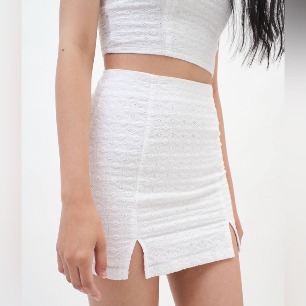 White Eyelet Mini Skirt